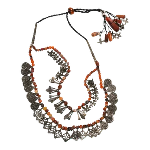 Early 20th Century Silver Charms & Beads Necklace
