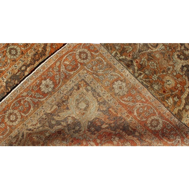 Antique Persian Tabriz Haji Jalili With Central Medallion and Florals in Orange, Brown For Sale In Atlanta - Image 6 of 7