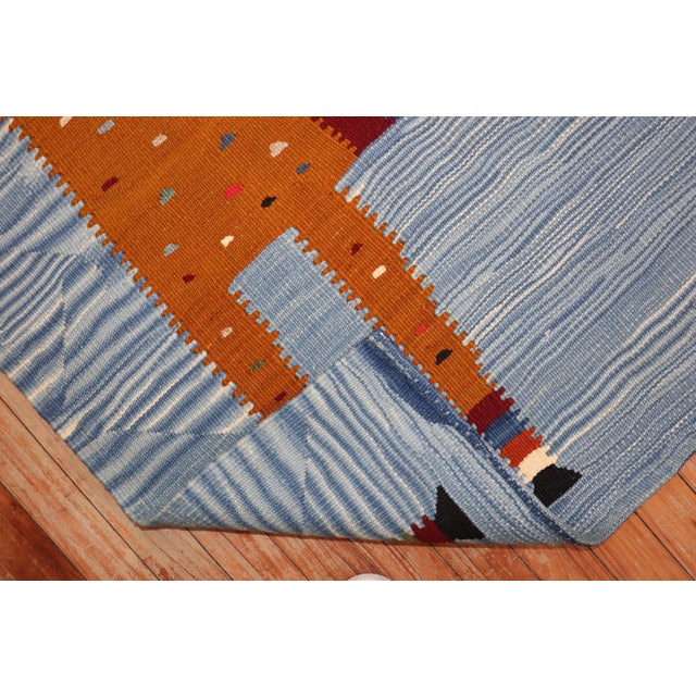 Folk Art Late 20th Century Zabihi Collection Persian Horse Pictorial Wall Kilim - 3'8" x 3'9" For Sale - Image 3 of 7