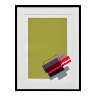 "Legato 2" - Chartreuse Abstract Geometric Screen Print by Michael Hale For Sale