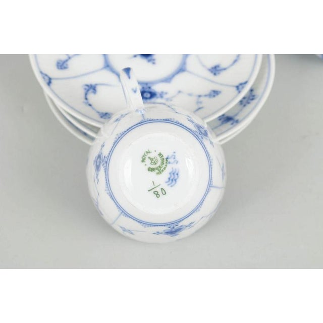 Blue Fluted Plain Coffee Cups and Saucers from Royal Copenhagen, Early 20th Century, Set of 6 For Sale - Image 4 of 5