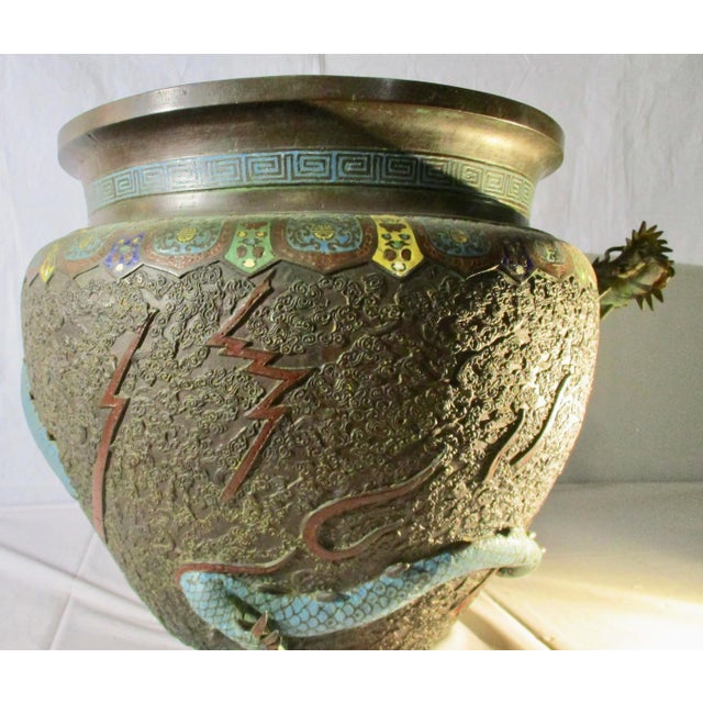 Japanese Champleve Bronze Jardiniere With Dragon For Sale In New York - Image 6 of 13