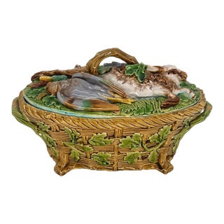 A Minton Majolica Dead Game Pie Tureen, Cover, and Liner, English, Dated 1859 For Sale