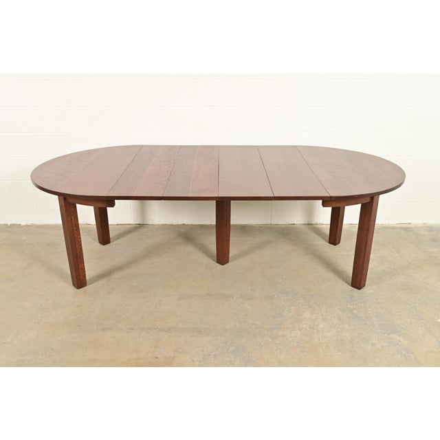Wood L. & J. G. Stickley Antique Mission Oak Arts & Crafts Extension Dining Table, Newly Refinished For Sale - Image 7 of 13