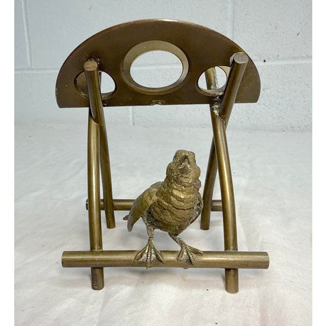 Bronze Antique 19th Century Solid Gilt Bronze Bird Pen/ Pipe Holder Stand Statue 1800's For Sale - Image 8 of 15