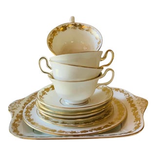 1950s Wedgwood Whitehall Gold Ivy Bone China Tea Set, 10-Piece For Sale