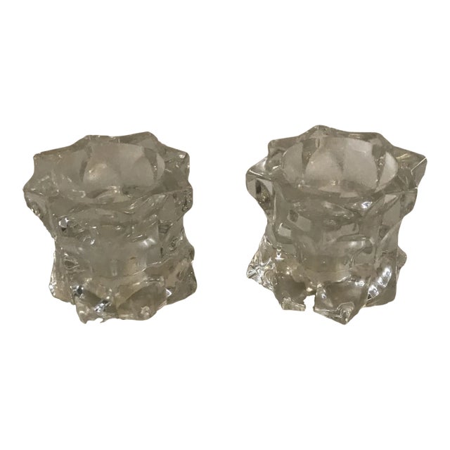 1980s Mikasa Crystal Sparkling Star Candle Holders- a Pair For Sale