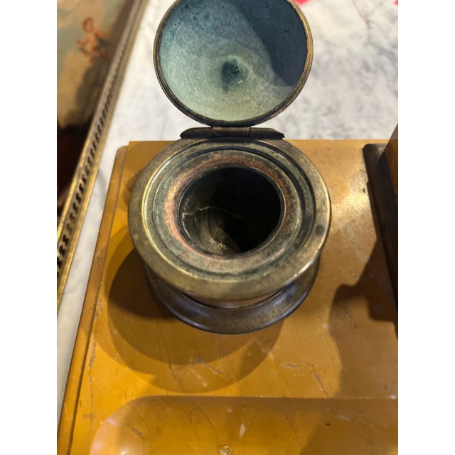 Bronze Early 19th Century Italian Empire Bronze & Sienna Marble Inkwell For Sale - Image 8 of 10