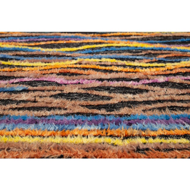 Modern HandCrafted Moroccan Style Wool Rug With Multicolor Abstract Design For Sale In New York - Image 6 of 9