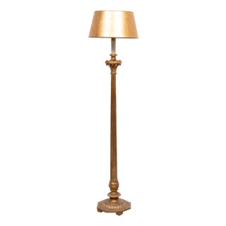 Italian Rococo Style Gilt Wood Floor Lamp, 1950s For Sale