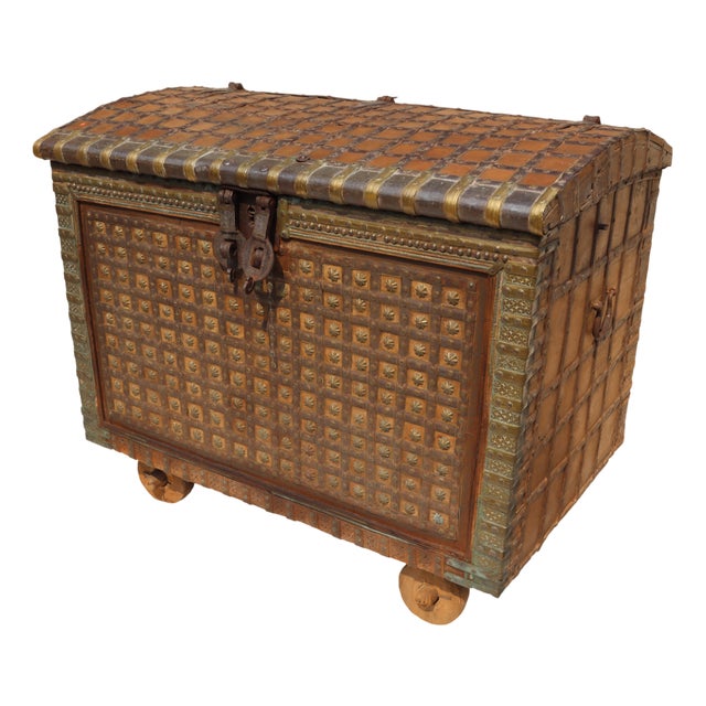 Vintage Indian Dowry Chest on Wheels, 1920s For Sale