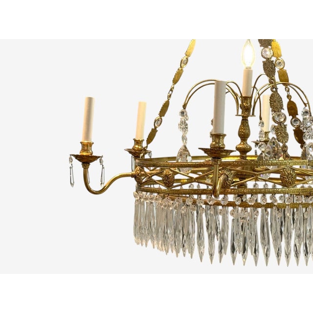 Neoclassical, Bronze, Crystal, Chandelier, Italy, 1950s For Sale In New York - Image 6 of 9