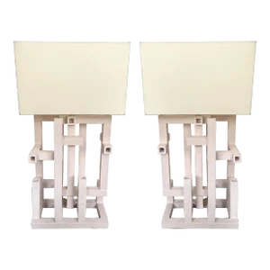 Contemporary Pair of Labyrinth Ceramic Lamps by Roberto Renzi. Italy