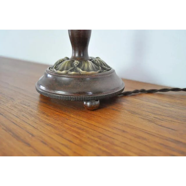 Art Nouveau Table Lamp in Brass and Wood For Sale - Image 5 of 11