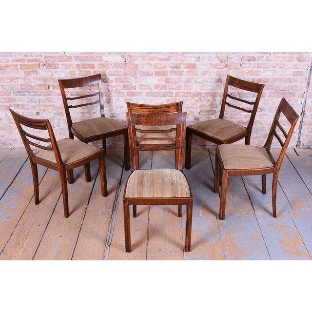 Art Deco Chairs in Walnut, Czech, 1920s, Set of 6 For Sale - Image 6 of 14