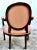 Carved Wood Bergere Chair Louis XVI Style Medallion Oval Back Pink Fabric 50s For Sale - Image 12 of 13