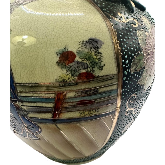 Vintage Royal Satsuma Japanese Earthenware Vase For Sale - Image 10 of 12