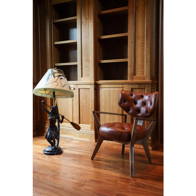 Burgundy Mid-Century Modern Ash Solid Wood Burgundy Leather Kendall Chair For Sale - Image 8 of 8