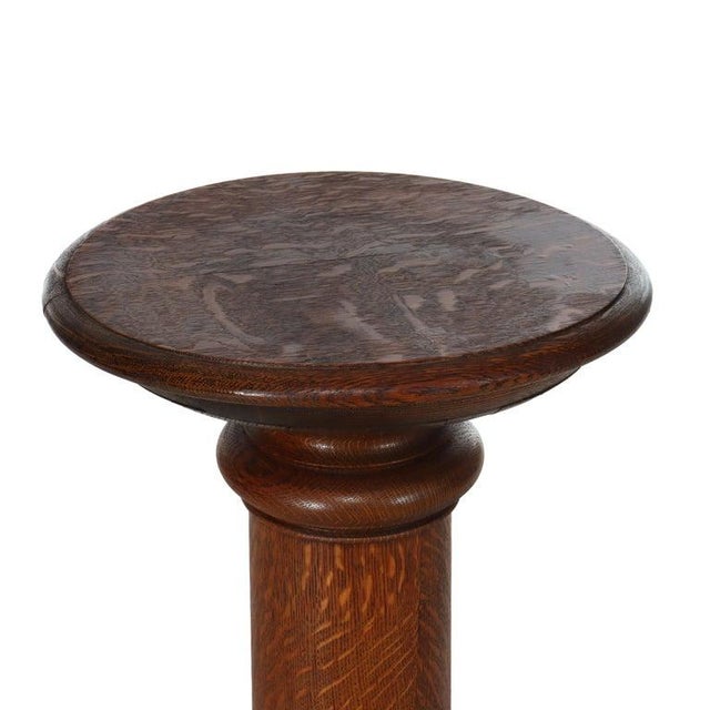 Wood Antique Rj Horner Classical Oak Sculpture Stand C1900 For Sale - Image 7 of 10