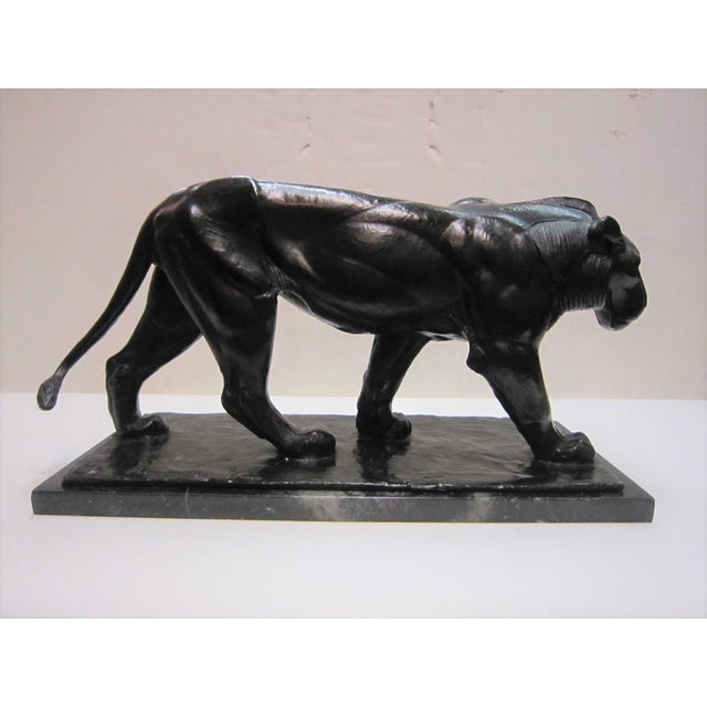 Original Piero Palazzolo Hebrard Bronze Art Deco Sculpture of a Stalking Panther For Sale - Image 12 of 13
