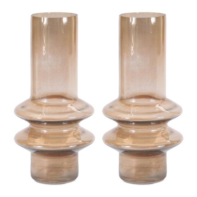 Enhance your space with the Modern Glass Cylinder Vase Set, designed with a warm beige tone and chic clear finish that...