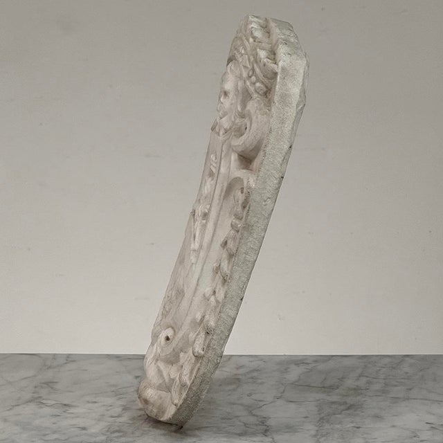 17th Century French Carrara Marble Heraldic Lion Crest With Cherub For Sale - Image 14 of 16