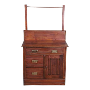 Antique Victorian Eastlake Washstand Cabinet Dry Sink Commode With Towel Bar