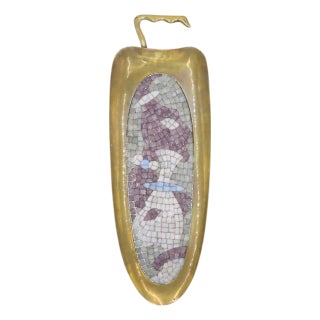 1960s Mid Century Salvador Terán Mosaic and Brass Tray For Sale