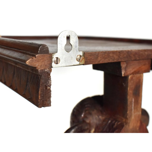 Mid 20th Century Wood Carved Elephant Head Wall Decor Shelf For Sale - Image 9 of 11