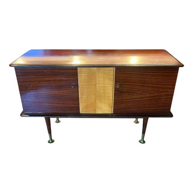 Mid-Century German Two-Tone Sideboard with Brass Feet on Tapered Legs, 1950s For Sale