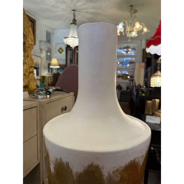 Tall Gold Brown and White Plaster Vessel For Sale In Miami - Image 6 of 11