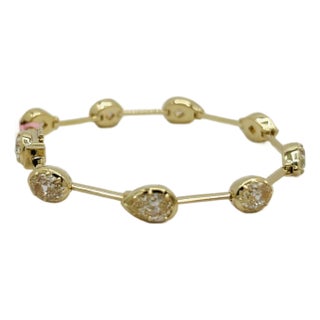 Yellow Diamond Mix Shape Bezel and Prong Bracelet in 18k Yellow Gold For Sale