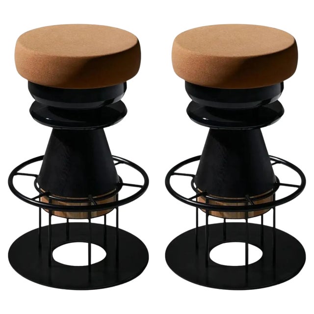 Set of Medium Black Tembo Stool by Note Design Studio For Sale
