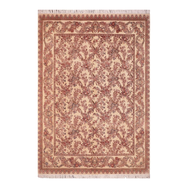 Shabby Chic 1990's Trellis Pak-Persian Beige/Brown Wool Rug - 8'1'' X 10'3'' For Sale