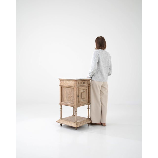 Antique French Bedside Table with Marble Top For Sale - Image 9 of 12