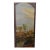 19th-Century Replica Three-Panel Folding Screen — Oil-Painted Italian Landscapes With Carved Walnut Frame & Marquetry Inlay For Sale