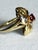 Mid-Century Modern Vintage Mid-Century 18k Yellow Gold Garnet and Diamond Flower Cluster Ring, Size 7 For Sale - Image 3 of 12