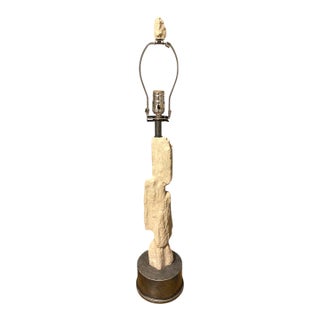 1990s Palecek Table Lamp Faux Stone Rock 33" Coastal Modern Organic Designer Lighting For Sale