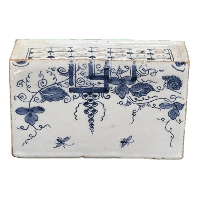 English Delft Flower Brick, C. 1760 For Sale