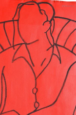'Red Mono Figure' Contemporary Mixed Media Figurative Painting by John Emanuel 2014