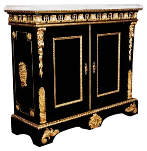 20th Century Louis XIV Black Piano Veneer Cabinet