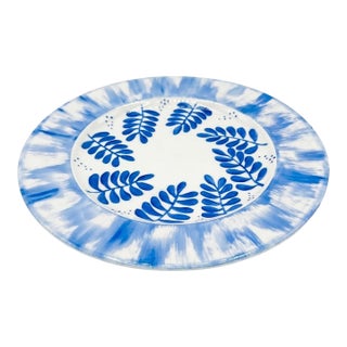 Vintage French Marie Daâge Hand-Painted Blue and White Porcelain Dinner Plate For Sale