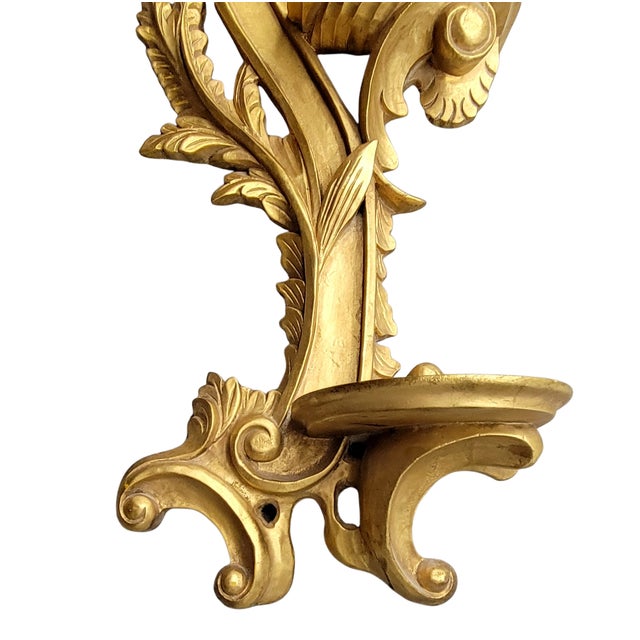 Wood Large Vintage Italian Carved Giltwood Rococo 5-Tier Wall Display Shelf, 44" For Sale - Image 7 of 8