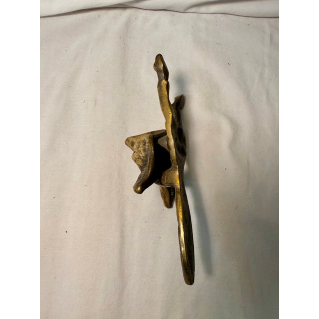 Metal Vintage, English, Fox, Brass Door Knocker, Stamped England For Sale - Image 7 of 8