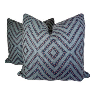 Peter Dunham "Mansa" in Blue/Red Indoor/Outdoor Pillows-a Pair For Sale