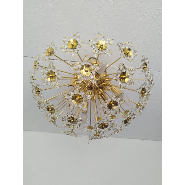 1980s Flush Mount Vintage Star Crystals Chandelier Lighting For Sale - Image 10 of 12