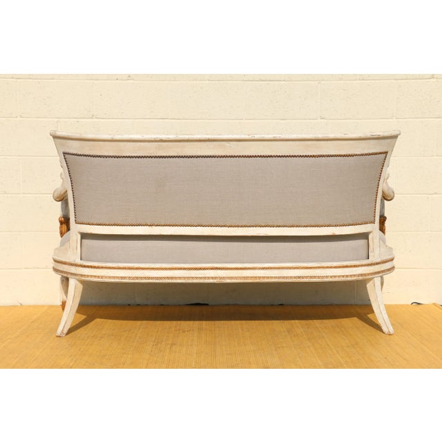 1900 - 1909 Vintage French Empire Sofa With Carved Swan Arms For Sale - Image 5 of 12