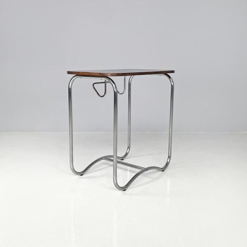 Mid-Century Italian Modern Wood and Metal Coffee Table with Newspaper Hook, 1950s For Sale - Image 4 of 18