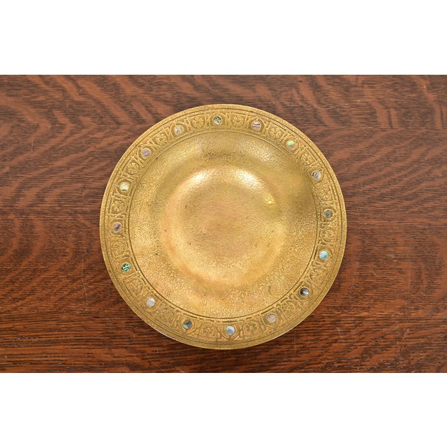 Tiffany Studios New York Bronze Doré Bowl With Abalone Inlay For Sale - Image 11 of 11