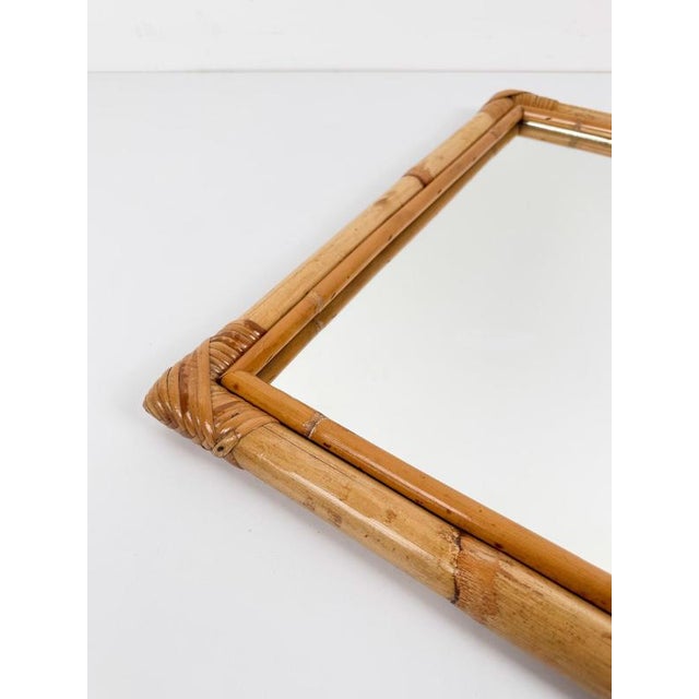 We are pleased to offer for sale a large Italian rectangular bamboo and rattan full-length mirror, handcrafted in Italy...